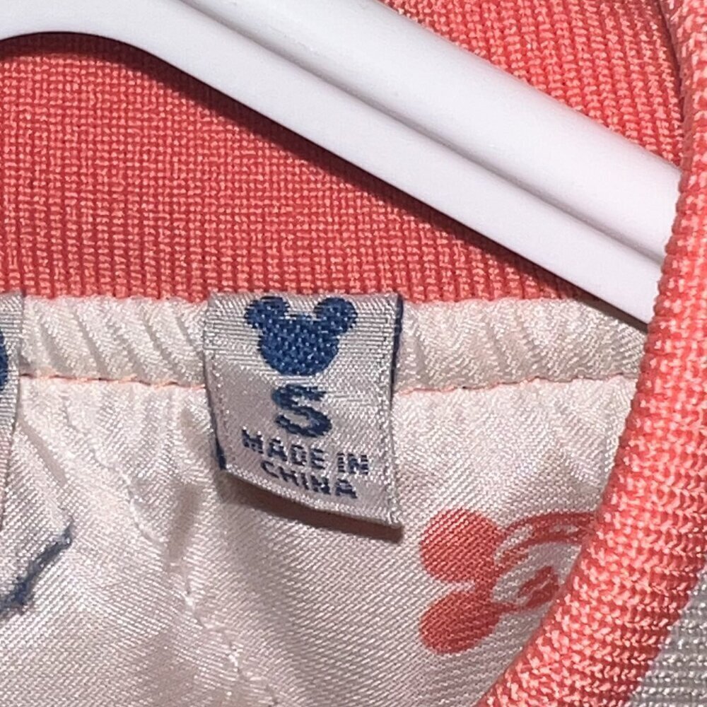 Disney Junk Food Kid's Mickey and Minnie Mouse Bomber Jacket Coral Size S - Picture 3 of 4
